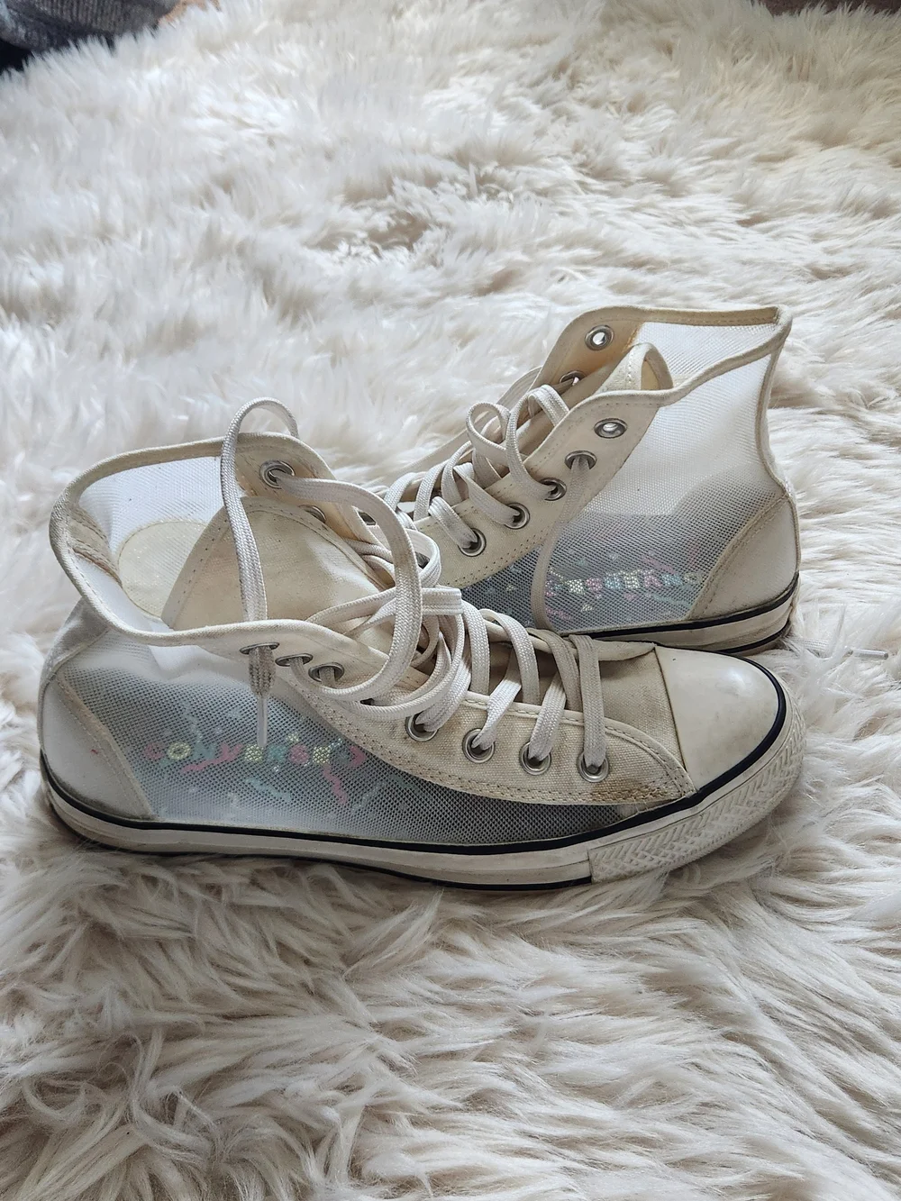 Converse Women's White High-Top Mesh Sneakers - Picture 2 of 7